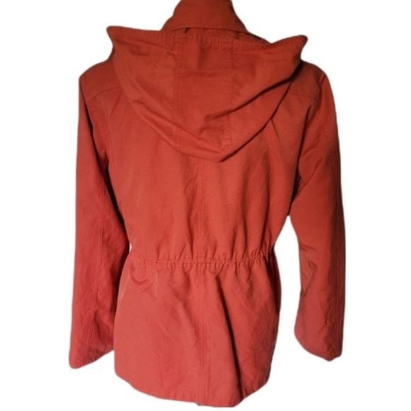 Liz & Co Jacket size medium burnt orange jacket with pull string waist & hood - Picture 2 of 3